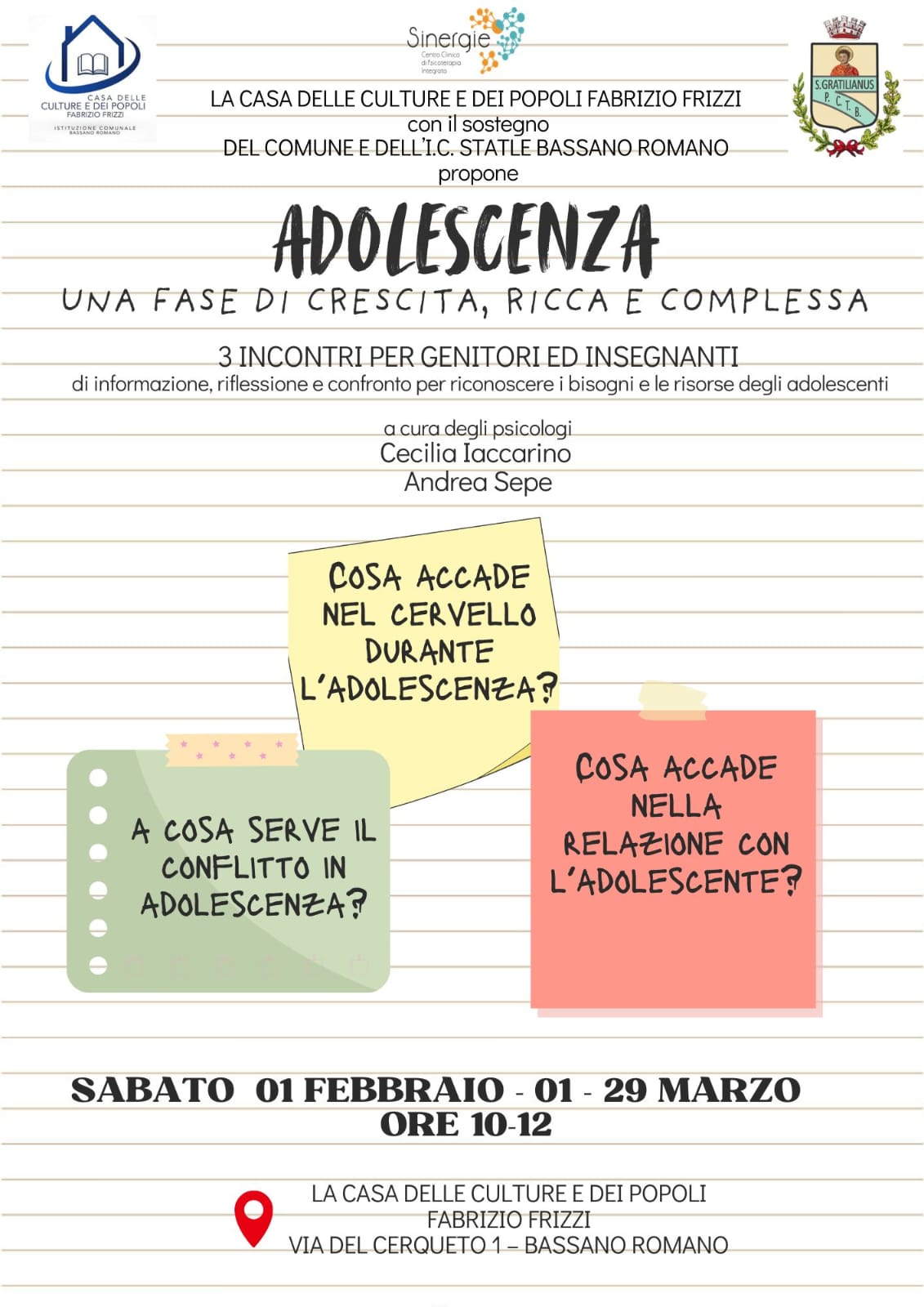 Adolescenza – Incontri per genitori e docenti